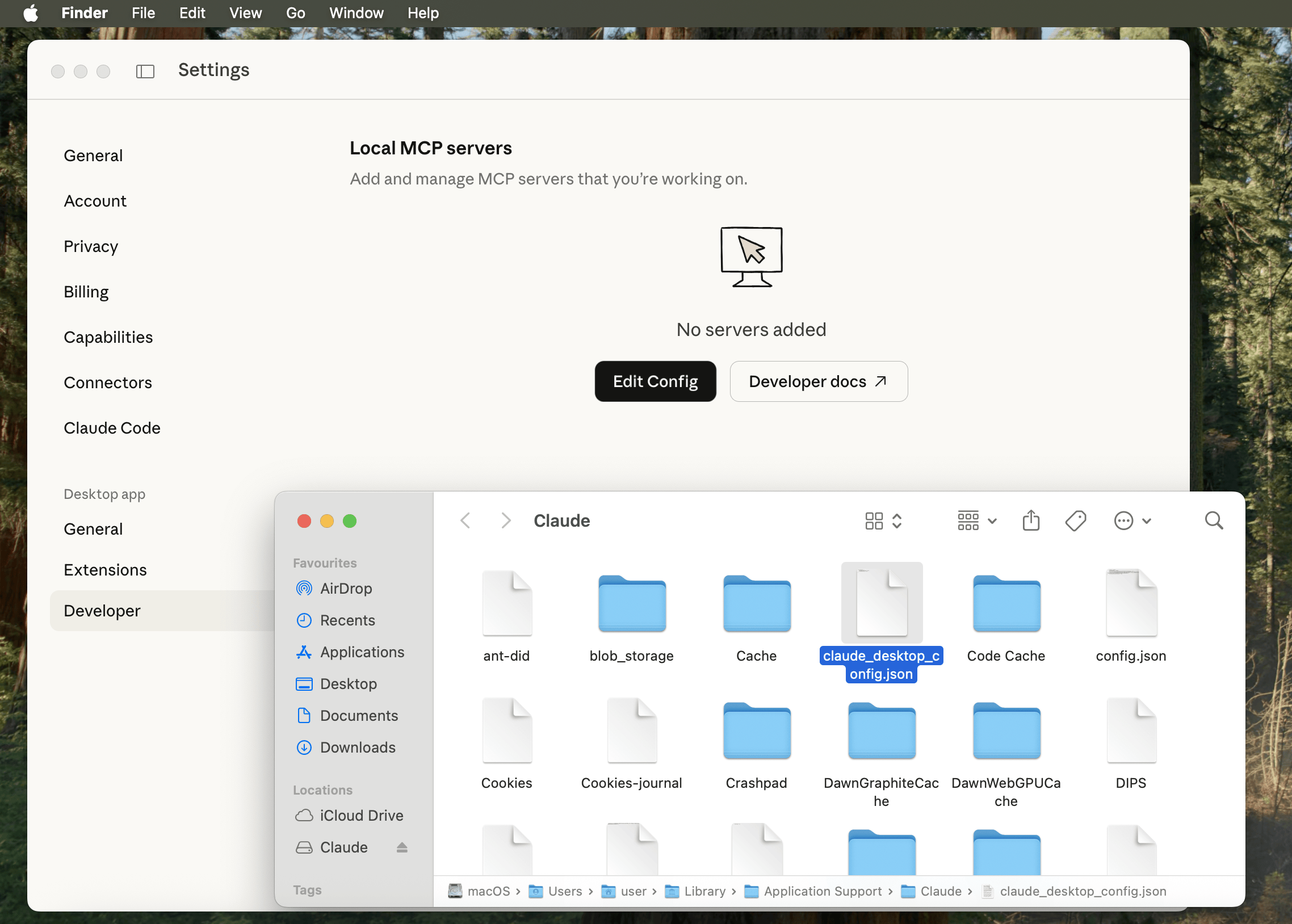 MCP config file in Finder